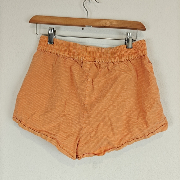 Kith Orange Seersucker Elastic Waist Shorts XS Logo Cotton Summer Streetwear - Picture 8 of 11